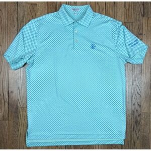 Peter Millar Summer Comfort Skulls Geometric Pattern Golf Polo Shirt Men's Large